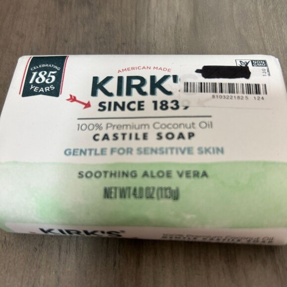 Kirks Castile Soap 100% Coconut Oil Sensitive Skin 4oz 3-Pack Aloe Vera USA Made - Picture 2 of 4